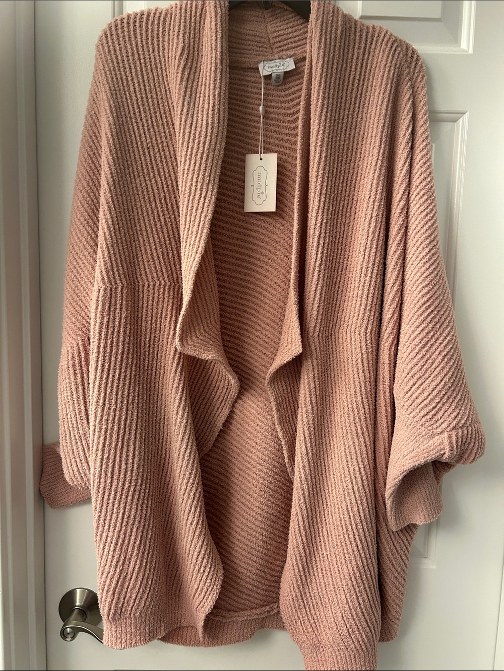 Mud Pie Blush Ribbed Open-Front Cardigan
